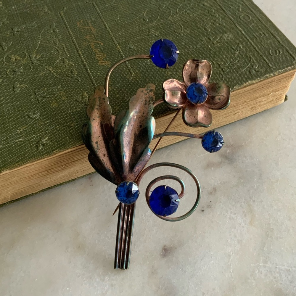 Blue Floral Brooch
